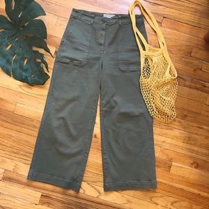 Everlane Olive The Wide Leg Crop Utility Pant